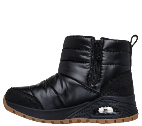 Ghete sport, dama, SKECHERS UNO RUGGED - PUFFER 168127-BBK negru, piele ecologica